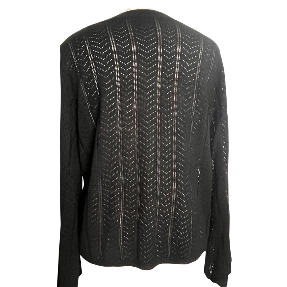 Adrianna Papell Pointelle Bell Sleeve Knit Top Black Women’s Size Large - Picture 6 of 7